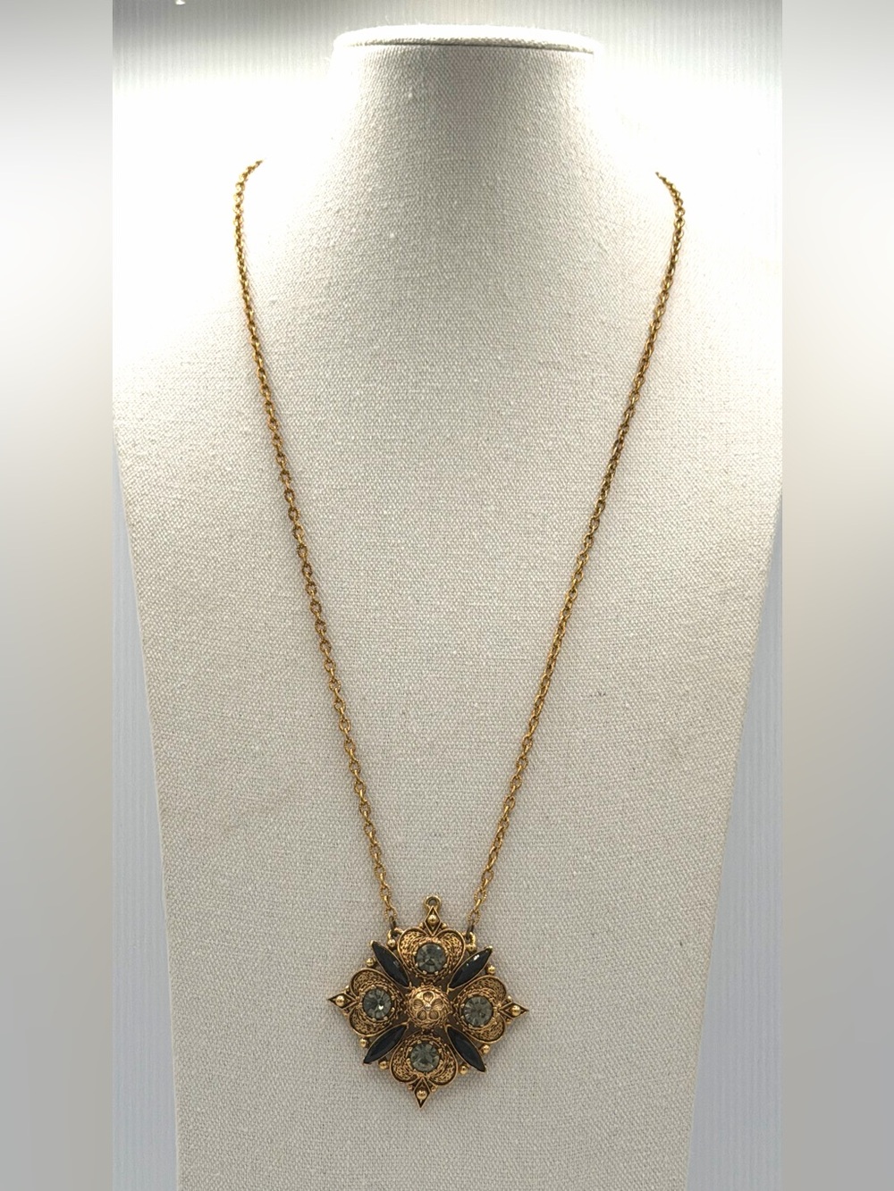 Florenza Vintage 40s-70s Victorian Revival Maltese Cross & Heart necklace - Picture 3 of 6